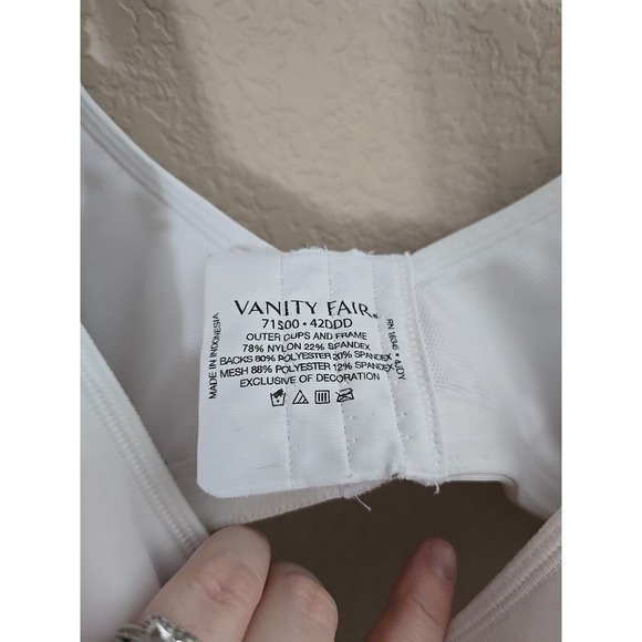 Vanity Fair White Full Figure Medium Impact Wire Free Sport Bra Size 42DDD - Picture 5 of 5